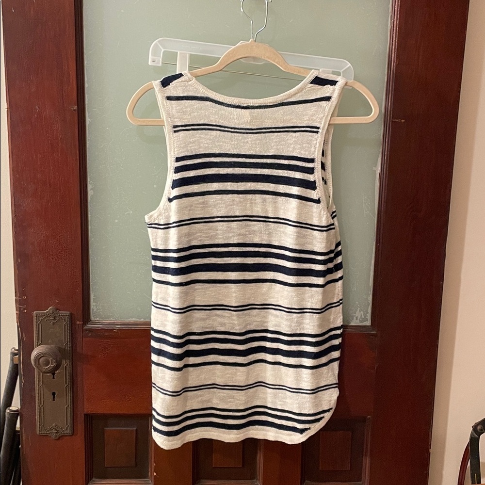 Moth Striped Scoop Neck Tank Top - Navy and White - Picture 3 of 3